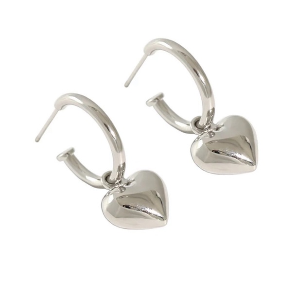 NEW 925 STERLING SILVER HEART PENDANT EARRINGS, NICE EARRINGS, CUTE EARRINGS - Picture 4 of 6